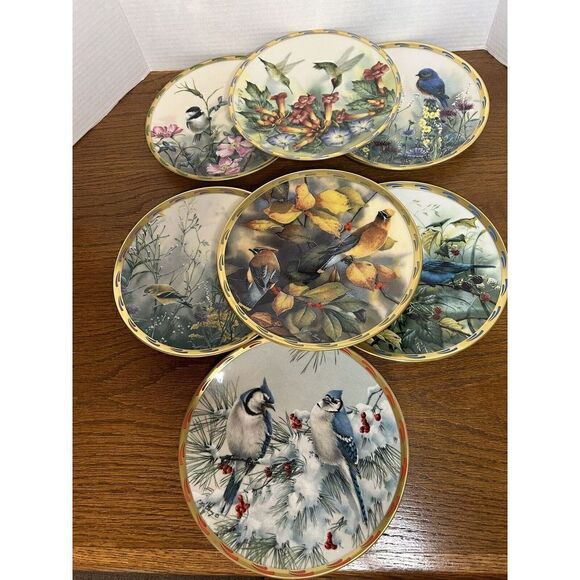 Set of 7 Lenox by Catherine McClung Nature's Collage Bird Plates 8” - Picture 1 of 15